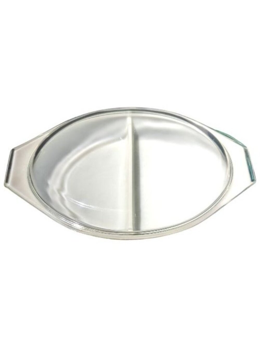 VTG Pyrex Divided Casserole Dish With Glass Lid Early American 1.5 Qt Bakeware - Picture 2 of 3